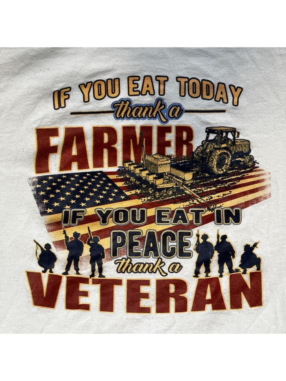 Thank a Farmer, Thank A Veteran Graphic T-Shirt Size XL - Picture 2 of 7